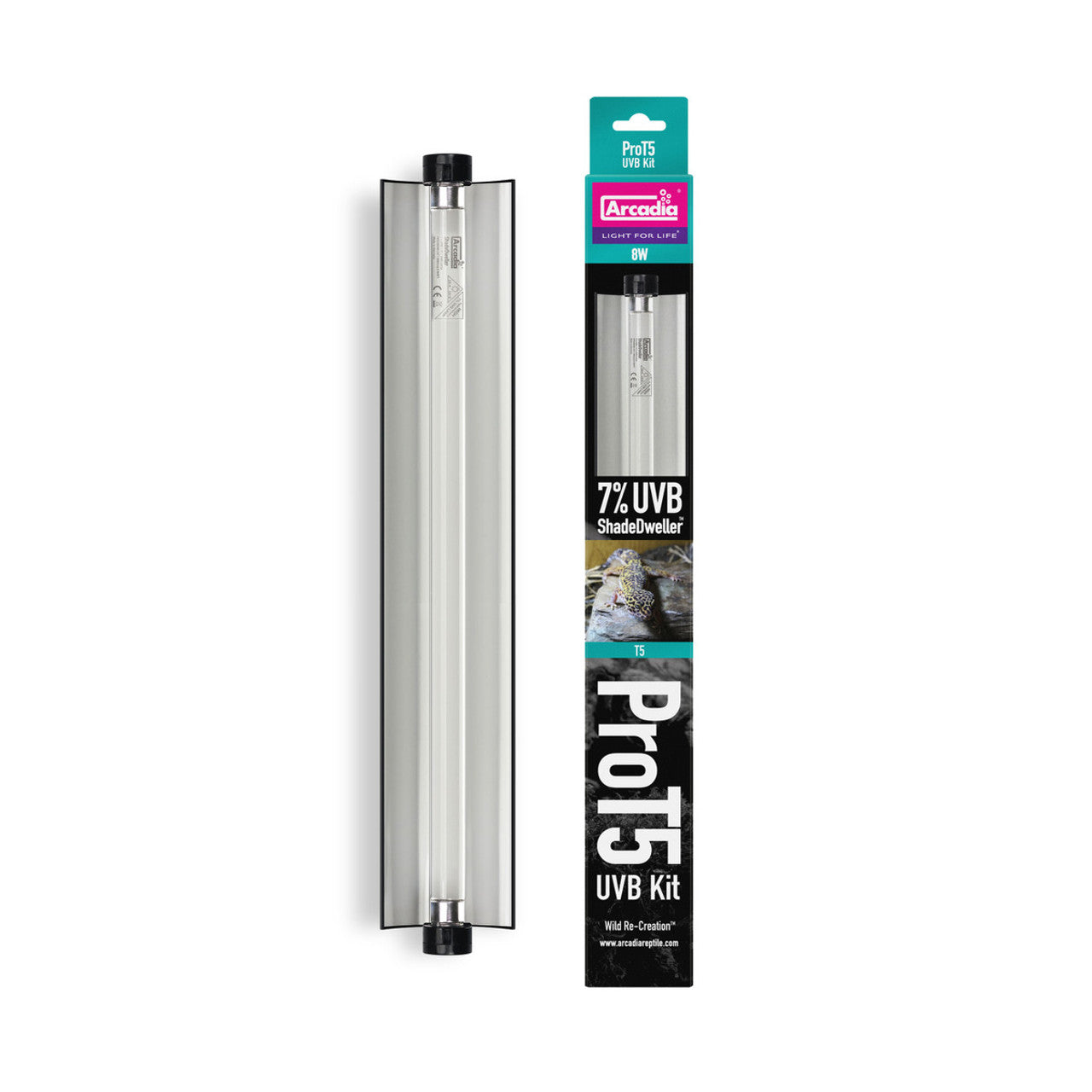 Arcadia Pro T5 UVB Kit, ShadeDweller 7% UVB, 8 Watt