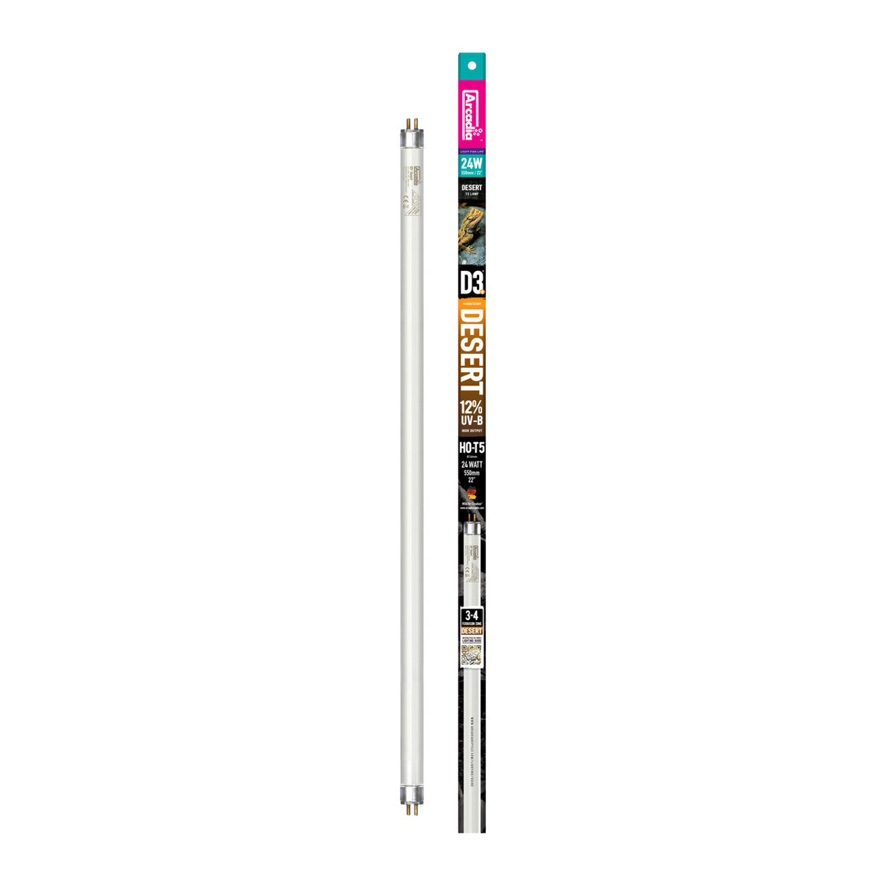 ARCADIA D3+ REPTILE T5 LAMP 12% 24 Watts, 56cm (22in)